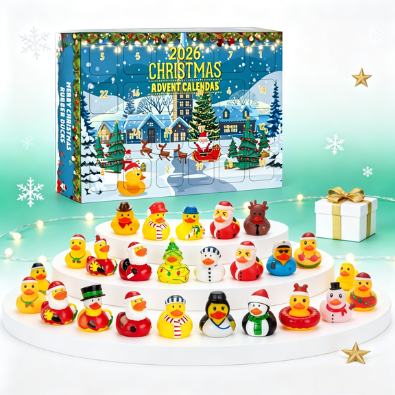 Advent Calendar 2026, Duck Advent Calendar 2026, 24 Days Christmas Countdown Calendar with Rubber Duck Bath Toys, Xmas Holiday Gift for Party Favors