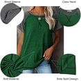 thumbnail image 4 of SHIBEVER Womens Tops Summer Short Sleeve T Shirts Casual Loose Side Slit Tunic Tops Striped Crewneck Color Block T-Shirts Ladies Blouses Green XXL, 4 of 5