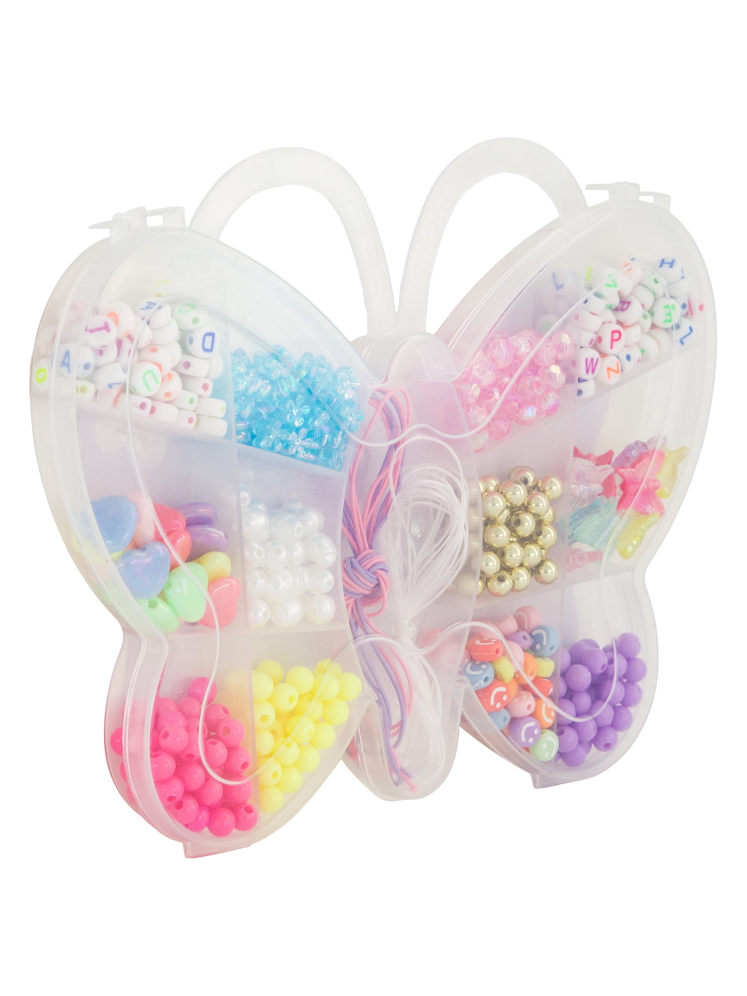 Claire's Children's Rainbow Bead Bracelet & Necklace Making Kit in Butterfly Case