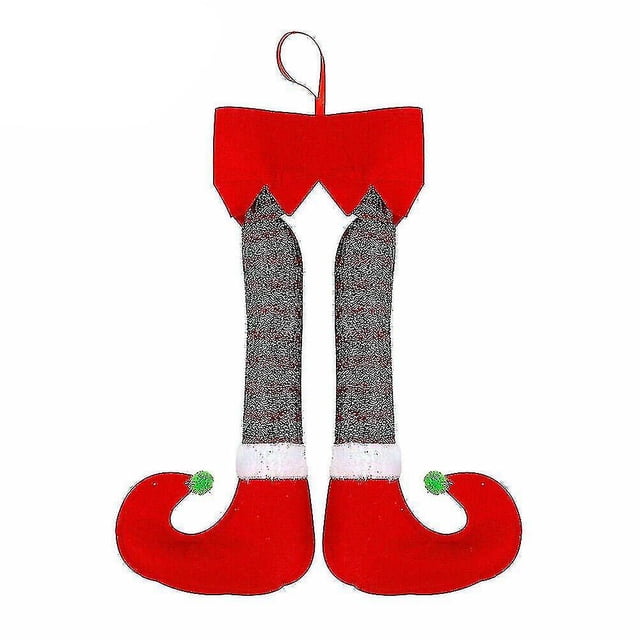 Adorno colgante de árbol de Navidad con patas de elfo de Papá Noel de felpa navideña, decoración de puerta