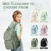 Cute Backpack for Women Men, Waterproof High School Bag Basic Backpack for College Students, Travel Laptop Backpack Lightweight Casual Daypack, Middle School Bookbag, Olive Green