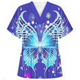 thumbnail image 1 of Snoarin Summer Plus Size Womens Summer Tops Mode Femme Manches Courtes Col en V Tops Uniforme de Travail Imprimé Poche Blouse Tops Uniformes de Travail pour Femmes en Liquidation, 1 of 3