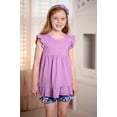 thumbnail image 3 of Millie Loves Lily Girls Purple Angel-Sleeve Top & Purple Rose Shorts Set, Big Girl Size 5, 2PCS, 3 of 3