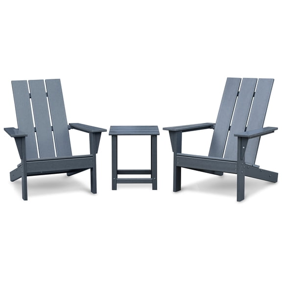 Zinkitool 2-Piece Outdoor Adirondack Chair and Table Set, with Ergonomic Seating, Dark Gray