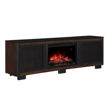 Manhattan TV Stand w/ 25″ Curved Infrared Quartz Fireplace, Chocolate Manhattan TV Stand w/ 25″ Curved Infrared Quartz Fireplace, Chocolate