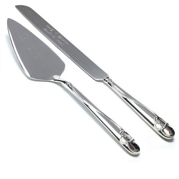 Weddingstar 7051 Ensemble de Service à Gâteau Plaqué Argent avec Boucle Surélevée Cœur