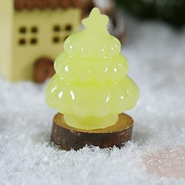 Puntoco Lindo muñeco de nieve bonsái que brilla en la oscuridad para Navidad, adorno con escena de nieve, decoración navideña