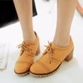 thumbnail image 5 of SACFOF Women's Lace Up Pump Oxfords Brogues Wingtip Round Toe Chunky Platform Block Heel Vintage Dress Shoes, 5 of 6