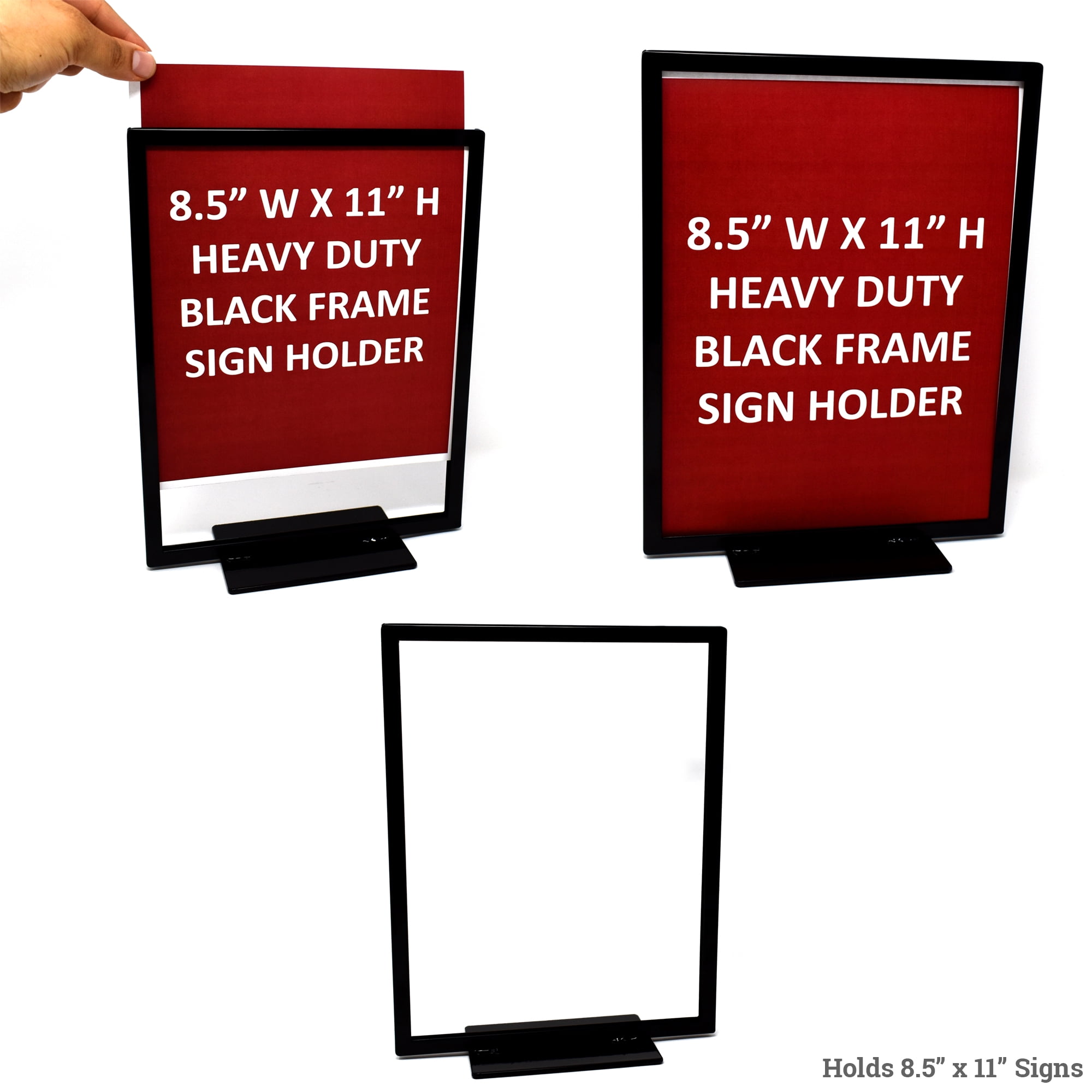 Countertop Flat Base Sign Holder, Low Profile Heavy Duty Metal Tabletop