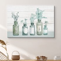 PixonSign Canvas Print Wall Art Thin Stems in Perfume Bottles Floral Wilderness Illustrations Modern Art Glam Group Colorful Multicolor Pastel for Living Room, Bedroom, Office - 16"x24"
