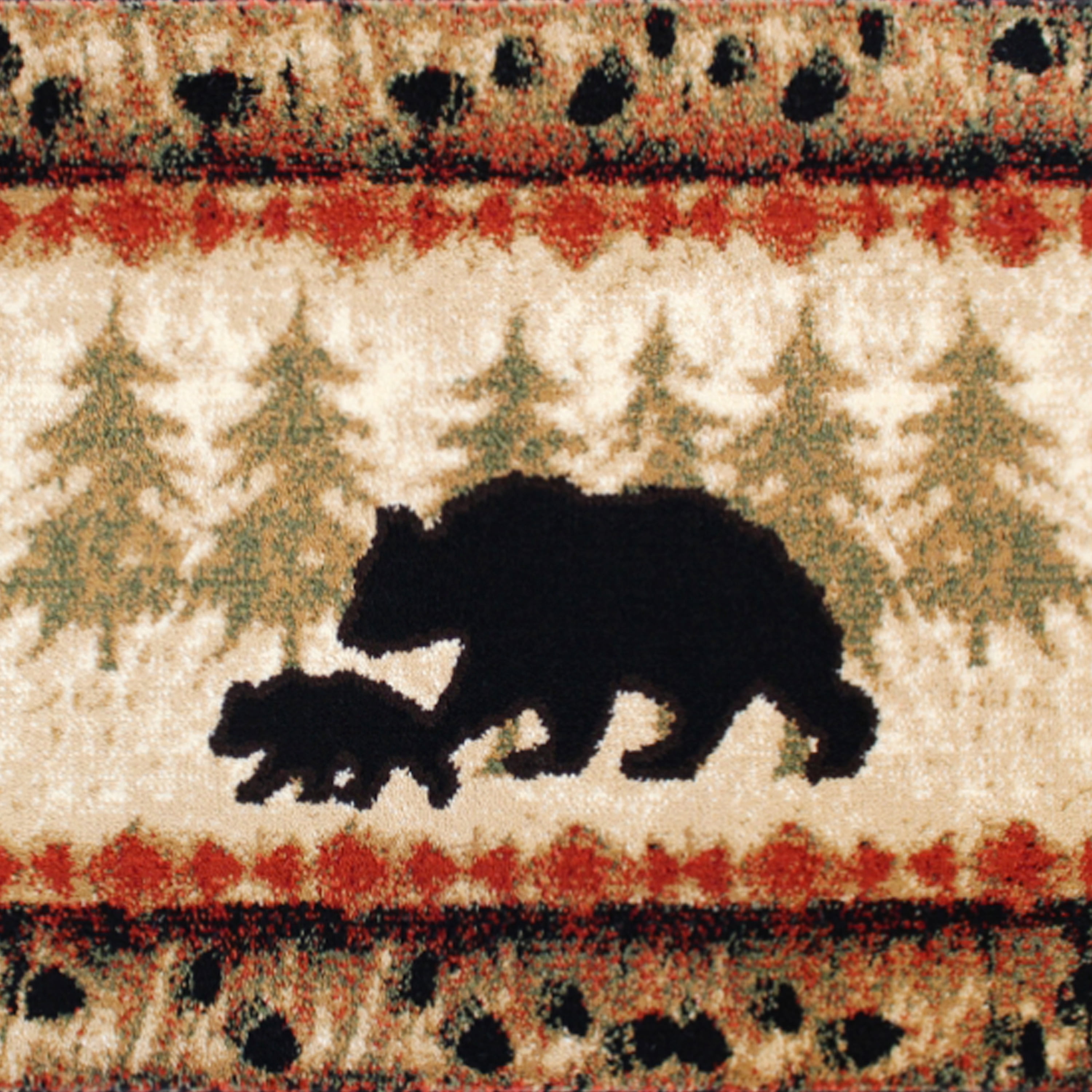 BizChair Cabin Lodge Area Rug Bear and Cub scene (2 Feet X 7 Feet 3 Inch) Runner