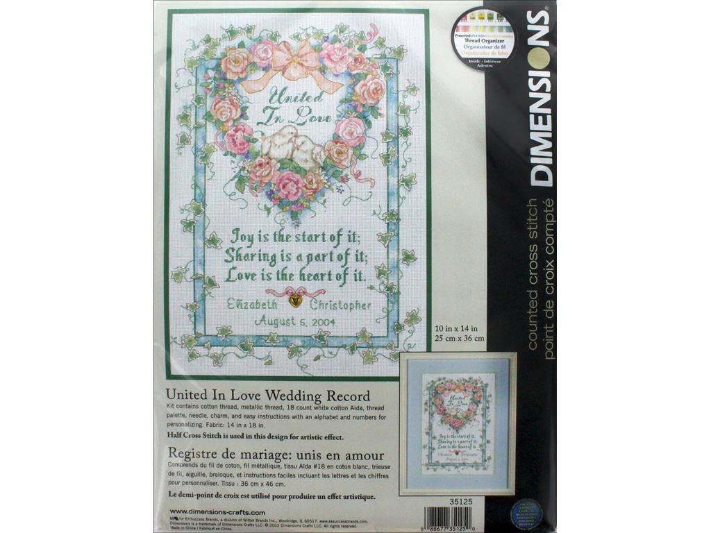 Dimensions 35125 United In Love Wedding Record Counted Cross Stitch Kit