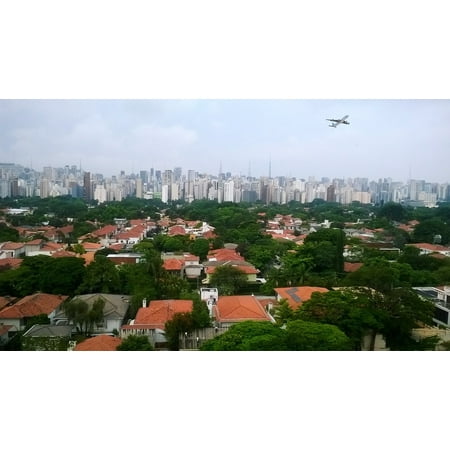 Canvas Print Plane Brazil Landing S?Ãºo Paulo Vista Metropolis Stretched Canvas 10 x