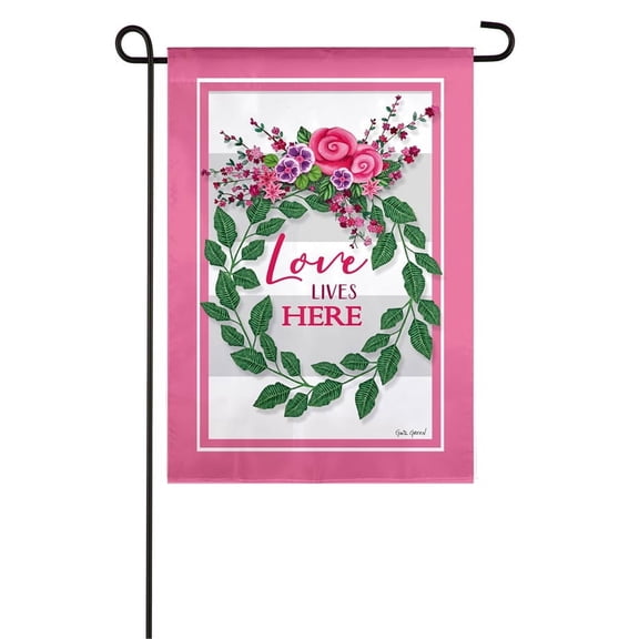 Evergreen Flag, Love Lives Here Garden Suede Flag, 18'' x 0.04'' inches