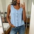 thumbnail image 4 of Tank Tops for Women Sleeveless Round Neck Solid Color Button Shirts, 4 of 8