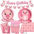 thumbnail image 1 of Juego de Vajilla de Cerdo Rosa para Cumpleaños para Niños, 1 of 6