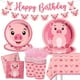thumbnail image 1 of Juego de Vajilla de Cerdo Rosa para Cumpleaños para Niños, 1 of 6