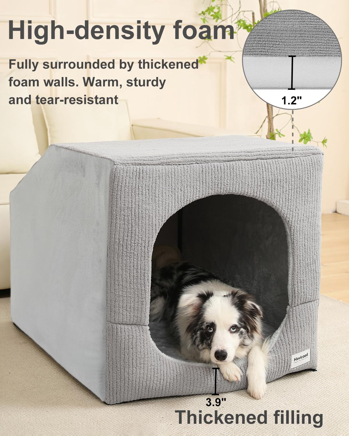 Indoor Dog House for Extra Large Medium Small Sized Dogs - Dog Tent with Washable Removable Cover, Pet Orthopedic Dog Cave Bed Egg-Crate Foam Cushion, Inside Dog House Large Space(XL)