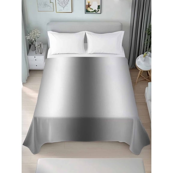 Dark Gray Twim Size Flat Sheet, Wrinkleproof & Fadeproof Cooling Flat Bed Sheet Only, Gradient White Abstract Minimalist Stripe Breathable Soft Bedding Top Sheets 66 x 96 Inches