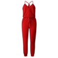 thumbnail image 3 of ZAZYULZ Summer Jumpsuit Women's V Neck Spaghetti Strap Drawstring Waisted Long Pants Jumpsuit Rompers(Red,M), 3 of 7