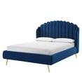 thumbnail image 1 of Platform Bed Frame, Queen Size, Velvet, Blue Navy, Modern Contemporary Urban Design, Bedroom Master Guest Suite, 1 of 10