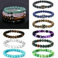 thumbnail image 6 of EOEMY Wholesale 7 Chakra Natural Stone Bracelet Tiger'S Eye Beads Gems Bangle Bracelet-Frosted Crown Beads, 6 of 9