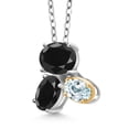 thumbnail image 2 of 925 Silver and 10K Yellow Gold Black Sapphire and Sky Blue Aquamarine Pendant Necklace for Women (3.26 Cttw, Oval 8X6MM, 7X5MM and 6X4MM, Gemstone September Birthstone, with 18 inch Chain), 2 of 4