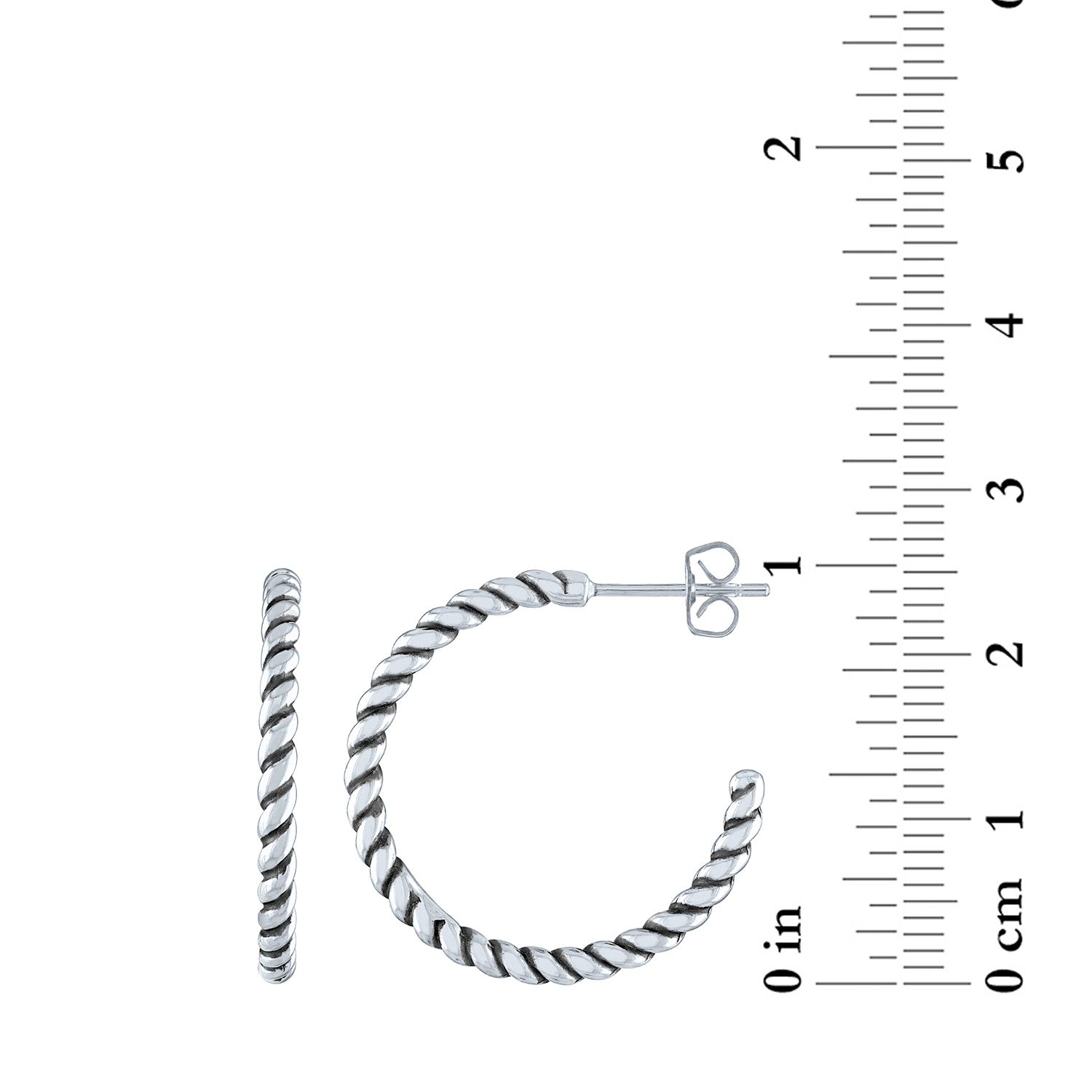 Ladies Brilliance Fine Jewelry Sterling Silver Hoop Earriings With Rope Design
