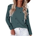 thumbnail image 3 of Women's Star Print Round Neck Long Sleeve Sweatshirt, Loose Fit Casual Pullover Top with Five-Point Star Pattern for Daily Wear, Street Fashion and All Season Comfort Light Green M, 3 of 10