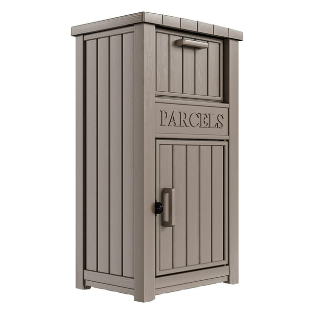 Outdoor Lockable Anti-Theft Parcel Drop Box, Secure Waterproof Storage for Porch/Curbside - Coffee