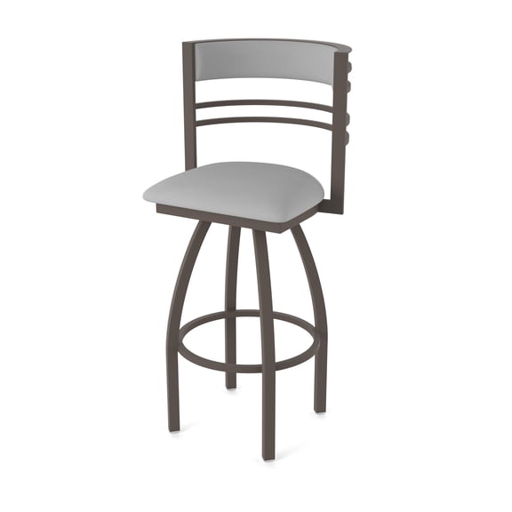 860 Hunter 30" Swivel Bar Stool with Bronze Finish and Canter Folkstone Grey Seat and Back