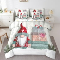 jejeloiu Cartoon Gnome Bedding Comforter Set 7pcs,Old Barn Door Queen Bedding Sets,Merry Christmas Queen Sheet Sets,Luxury Bedroom Decor Reversible