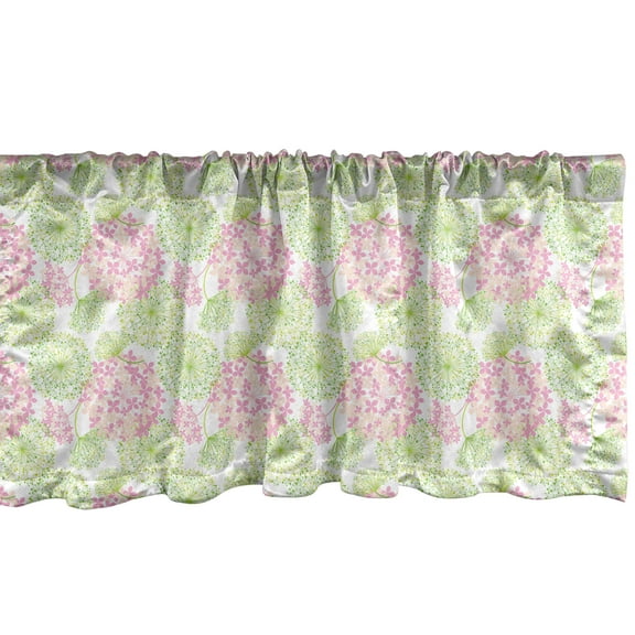 Ambesonne Nature Window Valance, Dandelion Flower Pattern, 54" X 12", Green Pale Pink White