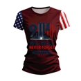 thumbnail image 3 of Women's 911 25th Anniversary Tshirt, American Flag Shirt Round Neck Short Sleeve T-Shirt, 911 Memorial Patriotic We Will Never Forget Tee, 3 of 6