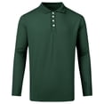 thumbnail image 3 of Trgacdwlo Knit Mens Polo Shirts V Neck Button Mens Long Sleeve Tee Shirts Ribbed Stretchy Business Casual Mens Golf Polo Shirts Green XXL, 3 of 8