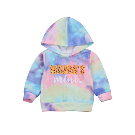 

One opening Girls tie-dye hooded pullover classic long-sleeved letter print casual hoodie