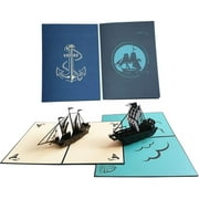 Set of 2 Sailing Boat Pop Up Cards Greeting Cards for Congratulation, for Special Day,Valentine's Day, Birthday