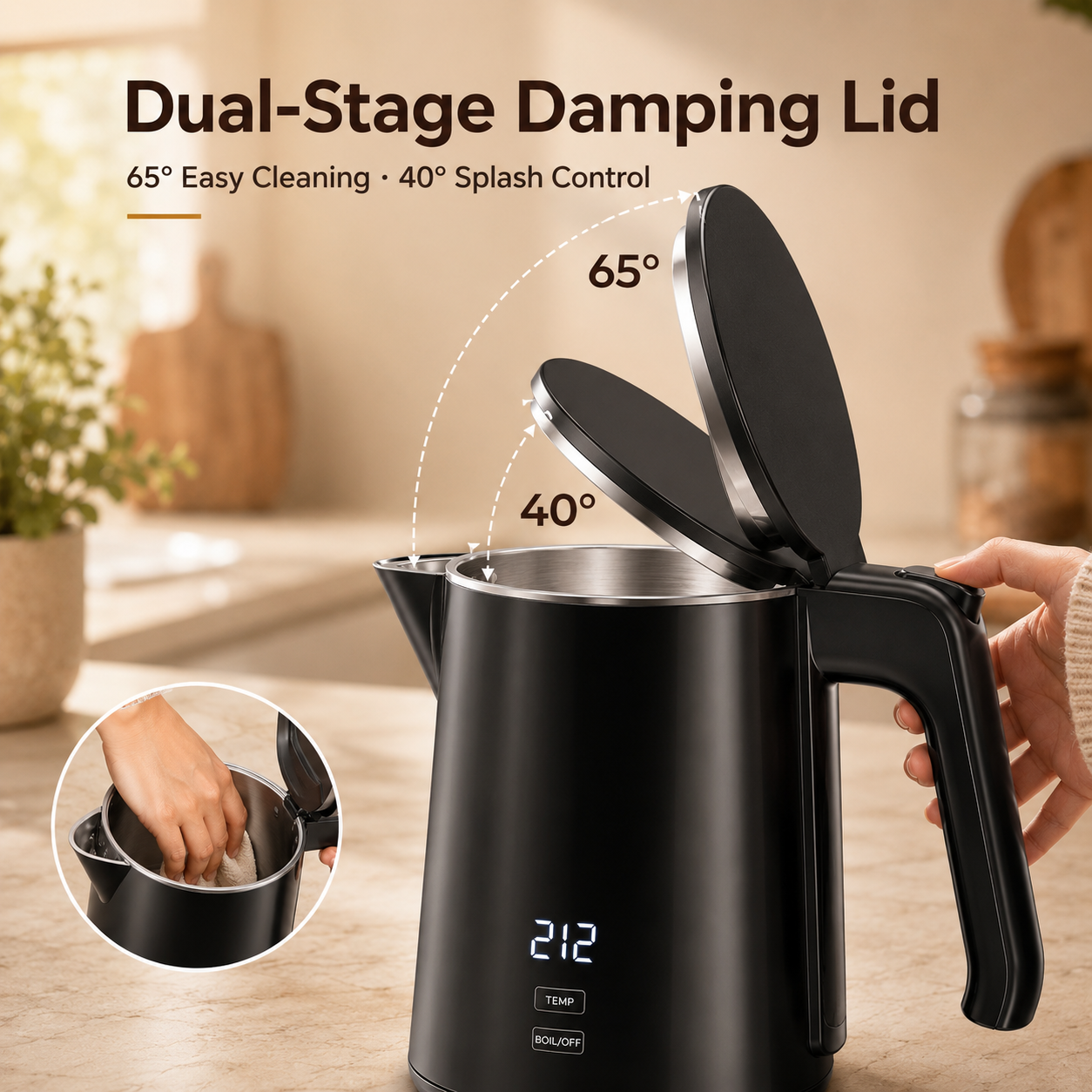 Amumu Electric Kettle 1L with Temperature Presets, Black photo 7
