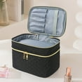 thumbnail image 4 of Dbuoem Travel Makeup Case Double Layer Makeup Bag with Handle And Multiple Compartments Cosmetic Organizer Case Toiletry Bag, 4 of 8