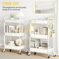 thumbnail image 3 of 3 Tier Rolling Cart Storage Organizer, Metal Rolling Utility Cart with Wheels, Esthetician Craft Art Cart with Pegboard, Carts for Baby Nursery Diaper Kitchen Bathroom, White, 3 of 16