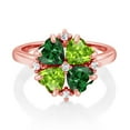 thumbnail image 2 of Gem Stone King 18K Rose Gold Plated Silver Green Nano Emerald and Green Peridot Ring for Women (2.08 Cttw, Heart Shape 5MM, Gemstone May Birthstone, Size 8), 2 of 3