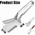 thumbnail image 7 of Stainless Steel Grill Clamp Spatula, Double-Sided 10 Inch Anti-Scald Extended Handle Tool for Grilling & Frying, Oil Drain Slots, 7 of 7