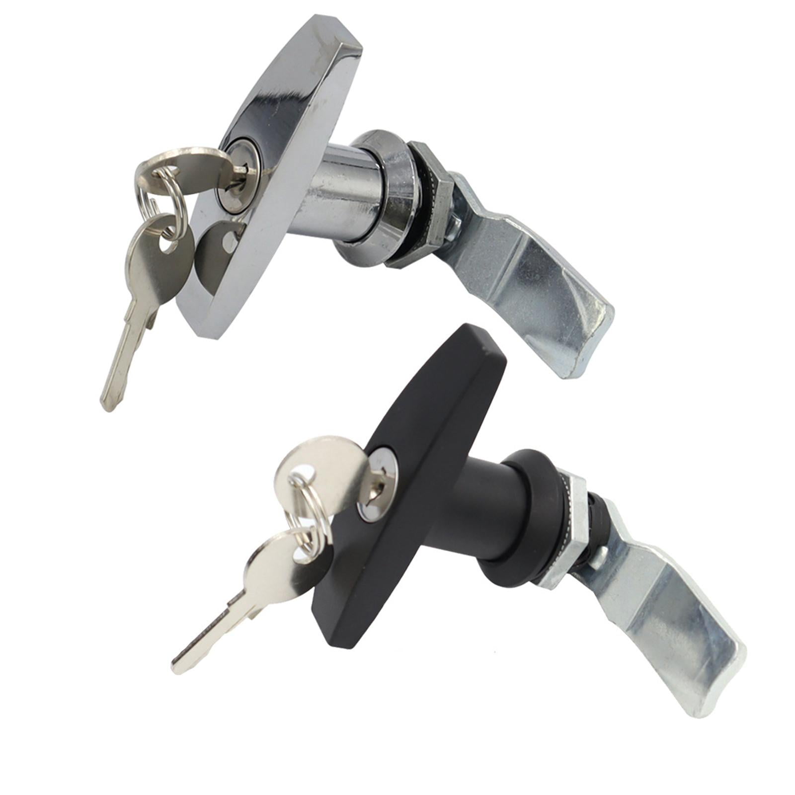 Handles Lock With Keys Garage Door Distribution Cabinet Trailer RV T Handle Keyed Lock Industrial Cabinet Hardware - 1Pc Black