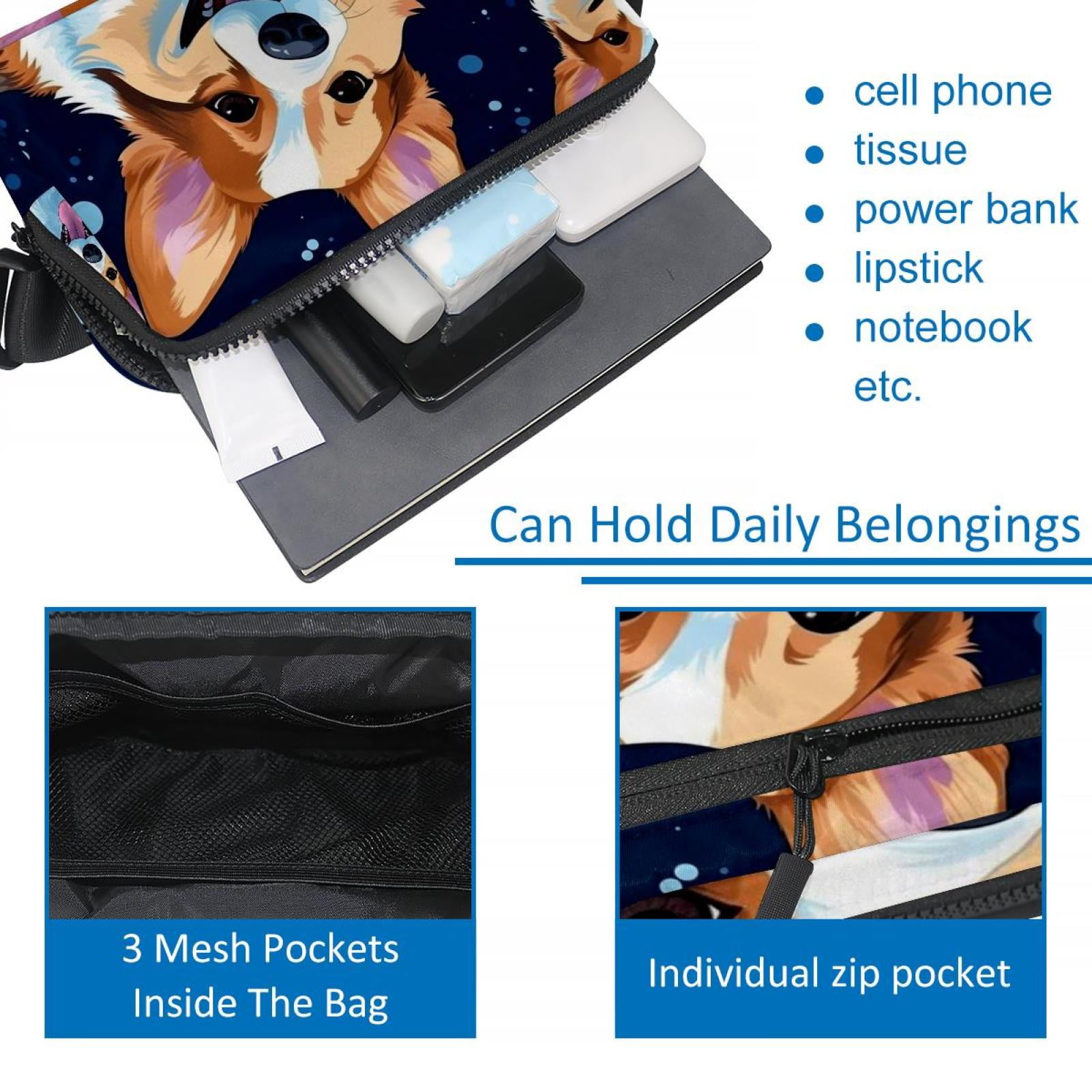Dog Versatile Lightweight Adjustable Crossbody Bag with Extension Strap - Unisex Waist Bag Fanny Pack