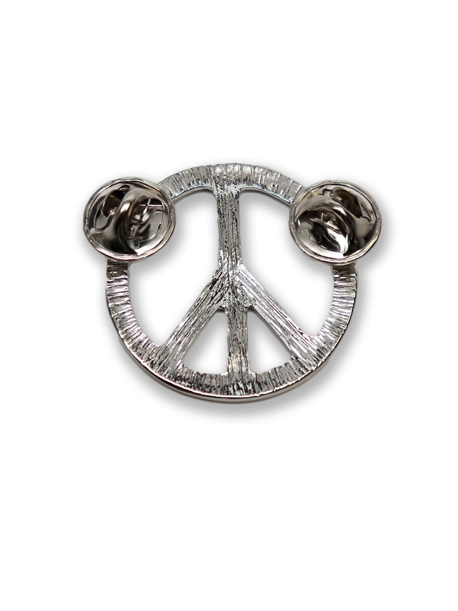 Peace Sign Hippie Pin Polished Silver Finish Pewter Real