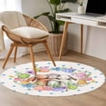 thumbnail image 5 of Round Area Rug 3ft, Easter Rabbit Egg Blue Polka Dot Non-Shedding Washable Area Rug, Pastoral Flower Butterfly Bee Non Slip Low-Profile Circle Rugs for Living Room, Bedroom Dining Room, 5 of 9
