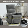 thumbnail image 4 of PAPROOS Rocker Recliner with Heat and Massage, Fabric 360° Swivel Rocking Recliner, Glider Rocking Chair for Nursery, Manual Recliner with Side Pocket for Adults for Home Theater Living Room, Gray, 4 of 7