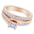 thumbnail image 2 of AFFY Princess & Round Shape White Natural Diamond Women's Bridal Ring Set In 10k Rose Gold (0.50 cttw) Ring Size-13, 2 of 2