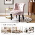 thumbnail image 3 of Velvet Accent Armless Chair Set of 2 Upholstered Tufted Wingback Chair Home Bedroom Pink, 3 of 10