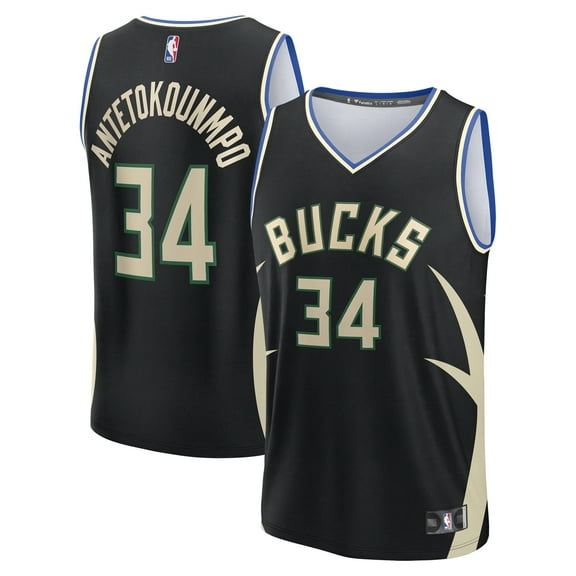 Youth Fanatics Giannis Antetokounmpo Black Milwaukee Bucks Fast Break Replica Player Jersey - Statement Edition